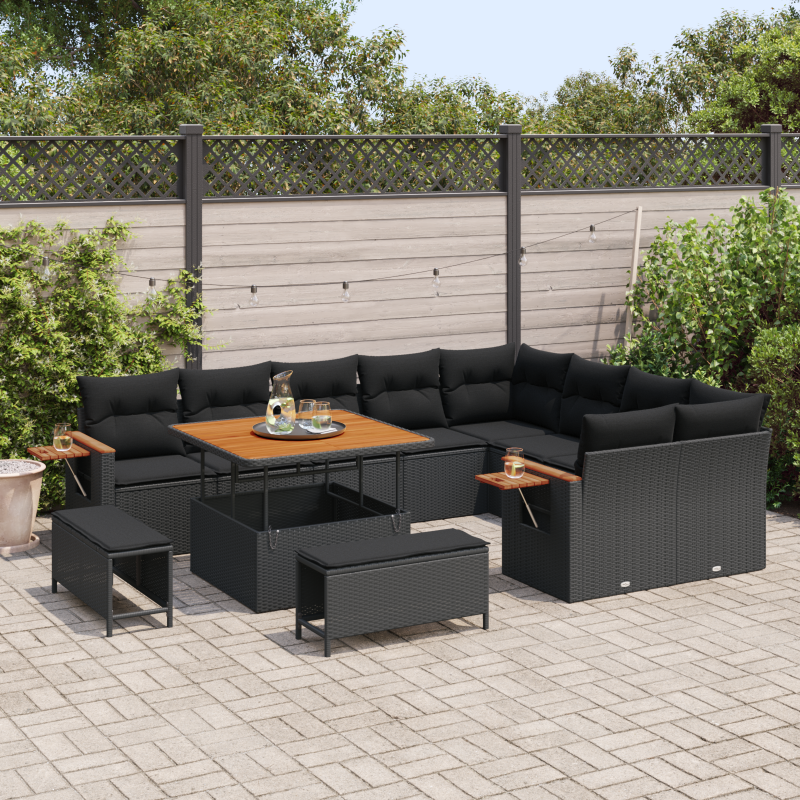 Boxspringbett mit Matratze & LED Schwarz 180x200 cm Stoff