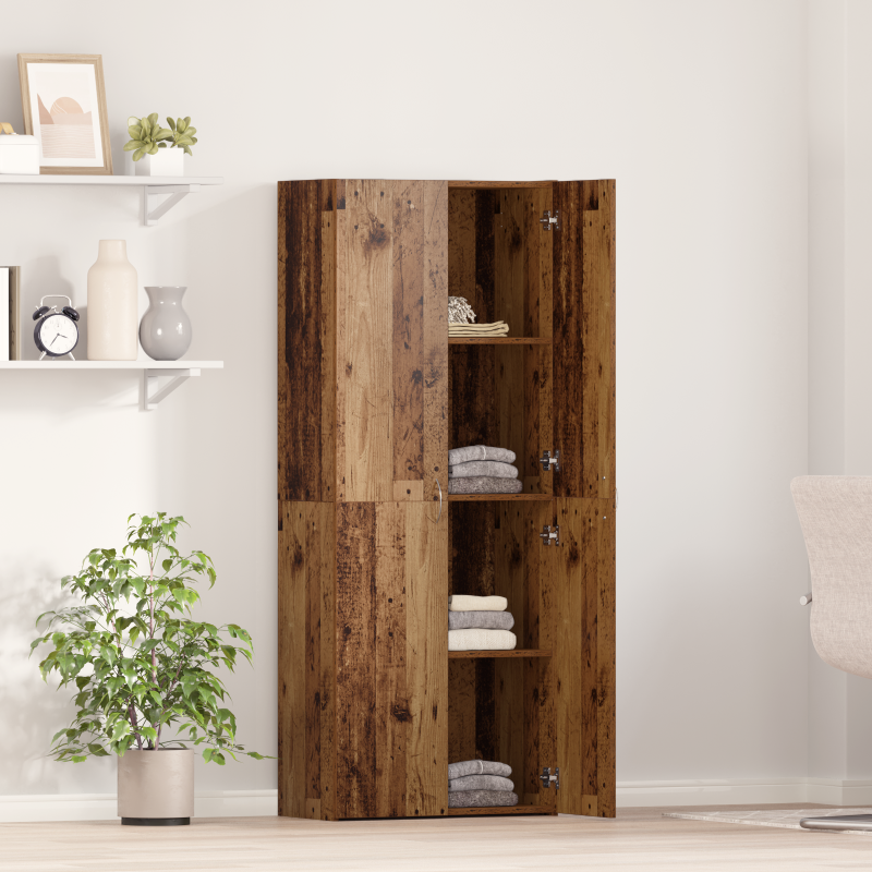 Aktenschrank Set aus 2 Altholz Massiv recyceltes Holz