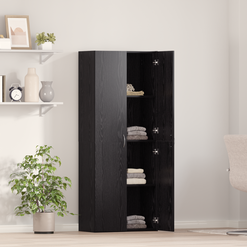 Aktenvernichter Set mit 2 Schwarze Eiche Holzwerkstoff