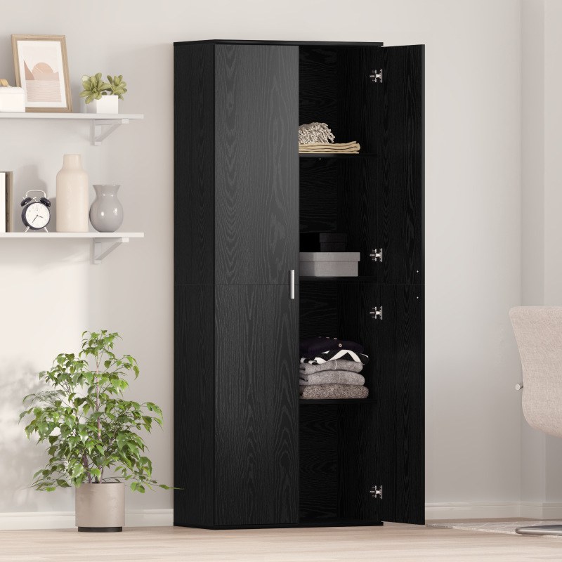 Highboard Schwarz-Eiche 70x35x180 cm Holzwerkstoff