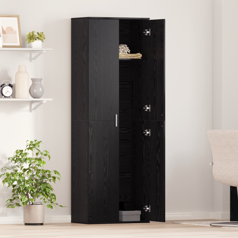 Highboard Schwarz Eiche 60x35x180 cm Holzwerkstoff