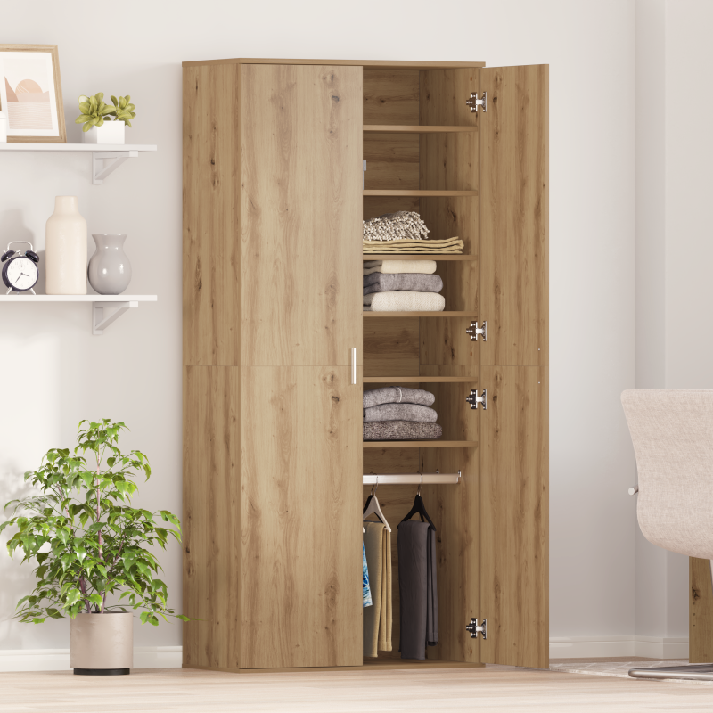 Highboard Kunsthandwerk-Eiche 80x39x178 cm Holzwerkstoff