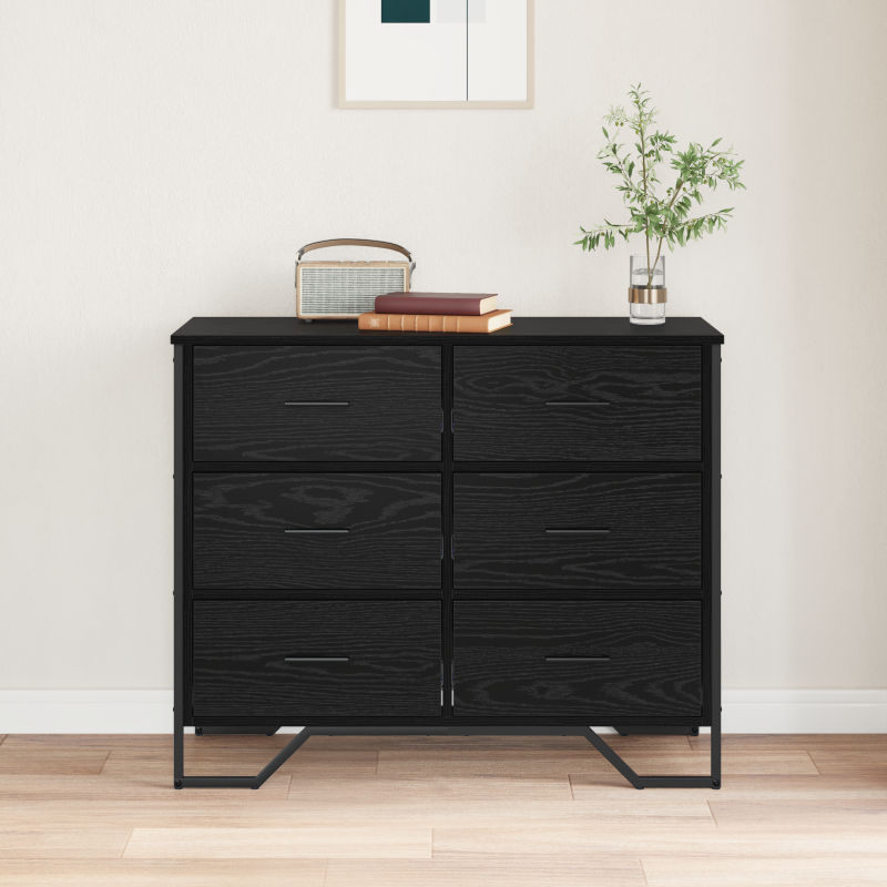 Kommode Schwarz-Eiche 91x35,5x74,5 cm Holzwerkstoff