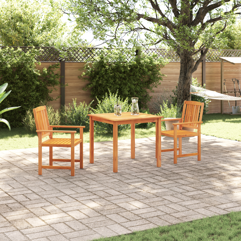 3-teiliges Garten-Dining-Set aus massivem Akazienholz