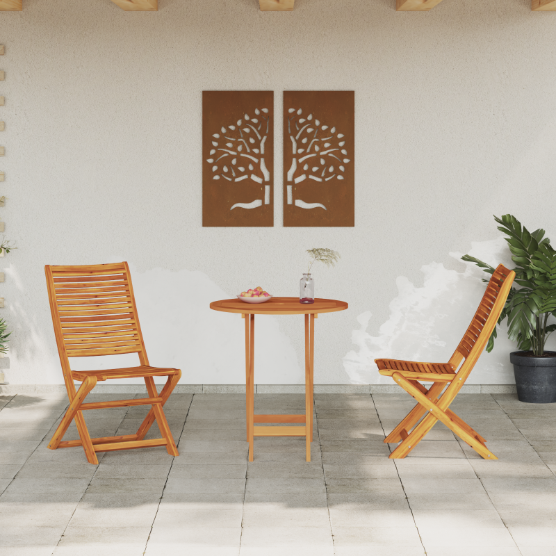 3-teiliges klappbares Bistro-Set aus massivem Akazienholz