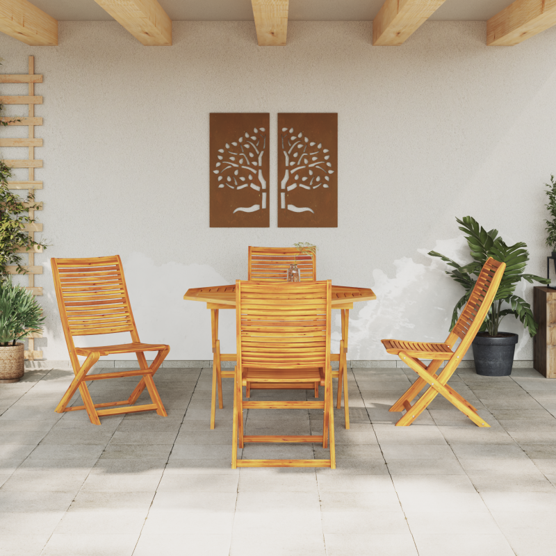 5-teiliges Garten-Esszimmer Set aus massiver Akazie