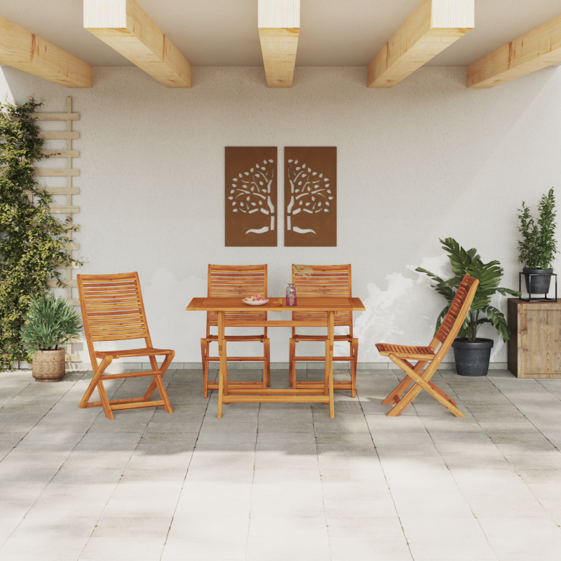 5-teiliges Garten Esszimmer Set aus massivem Akazienholz