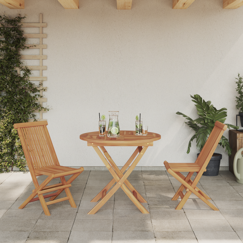 3-teiliges faltbares Gartenbistro Set aus massivem Akazienholz