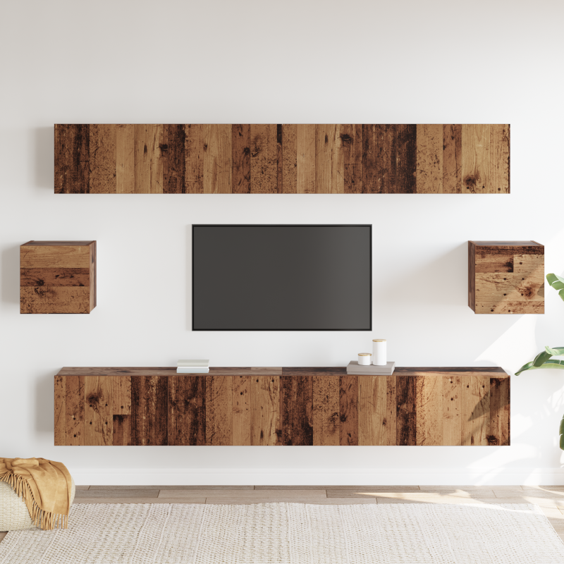 6-teiliges TV-Schrank-Set Altholz Holzwerkstoff
