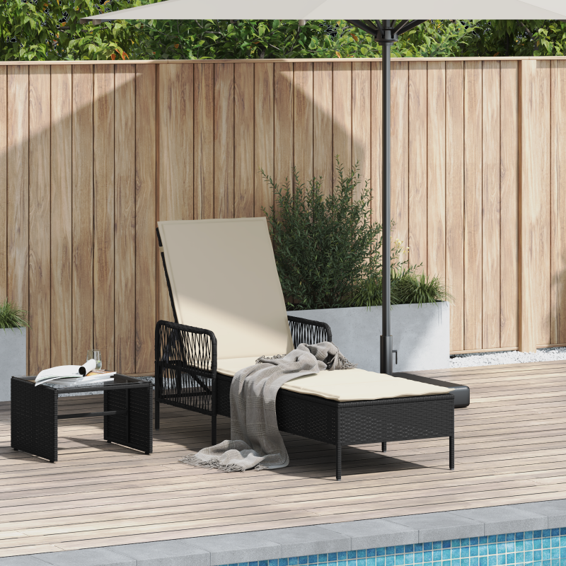 7 teiliges Garten-Sofa-Set mit Kissen Beige Poly Rattan Akazie