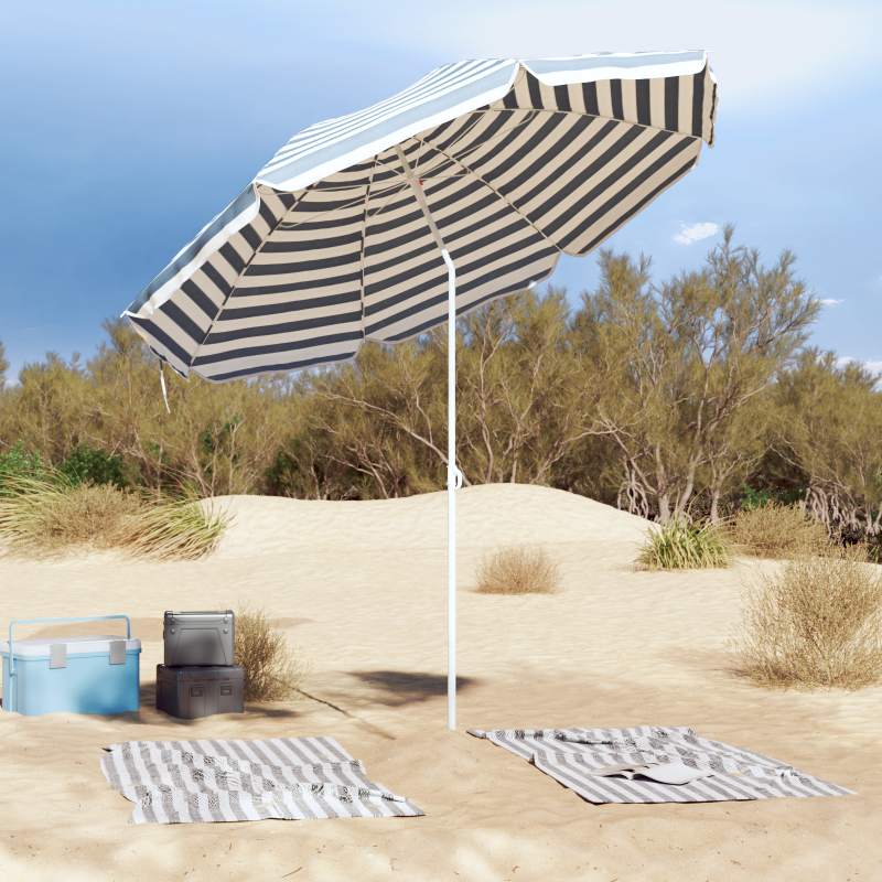 Strandparasol mit Aluminiumgestell Blau & Weiß 300 cm