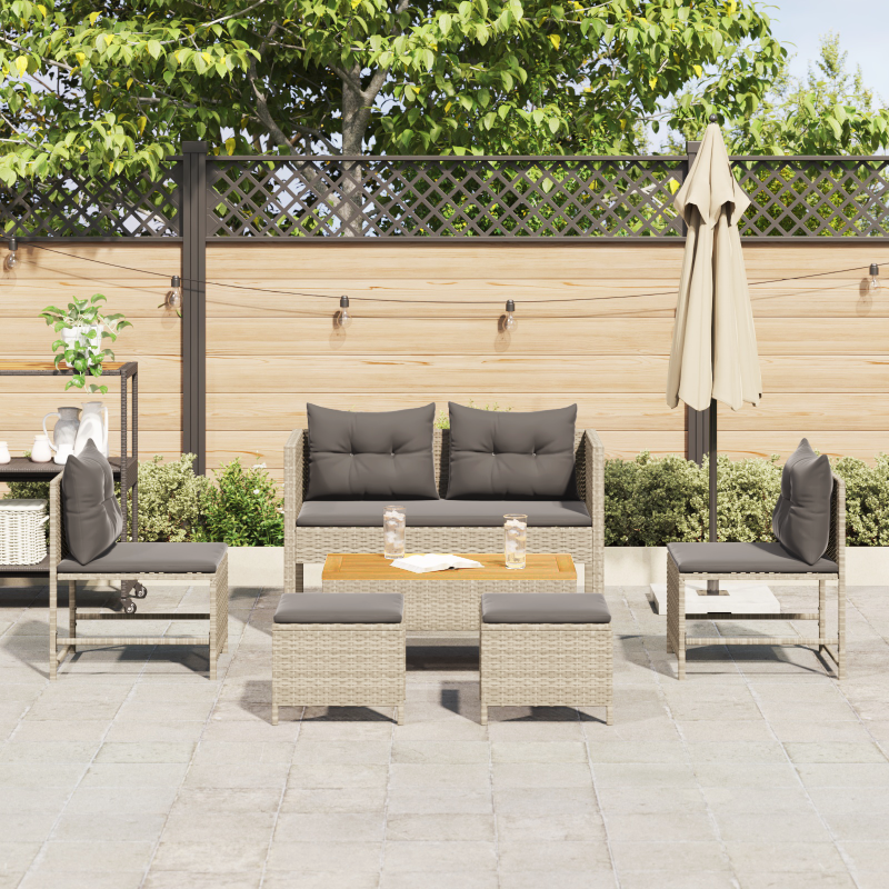 Garten-Sofa-Set Hellgrau und Dunkelgrau