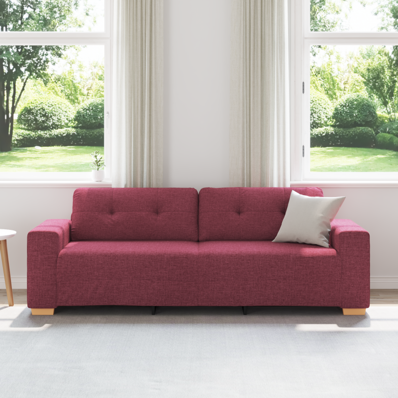 3-Sitzer Sofa in Weinrot, 180 cm, aus Stoff