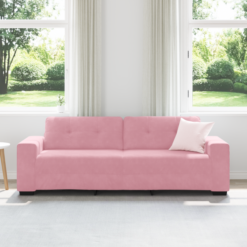 3-Sitzer Sofa in Rosa, 180 cm, aus Samt