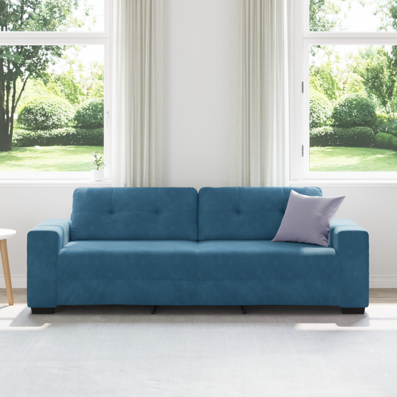 3-Sitzer Sofa in Blau 180 cm aus Samt