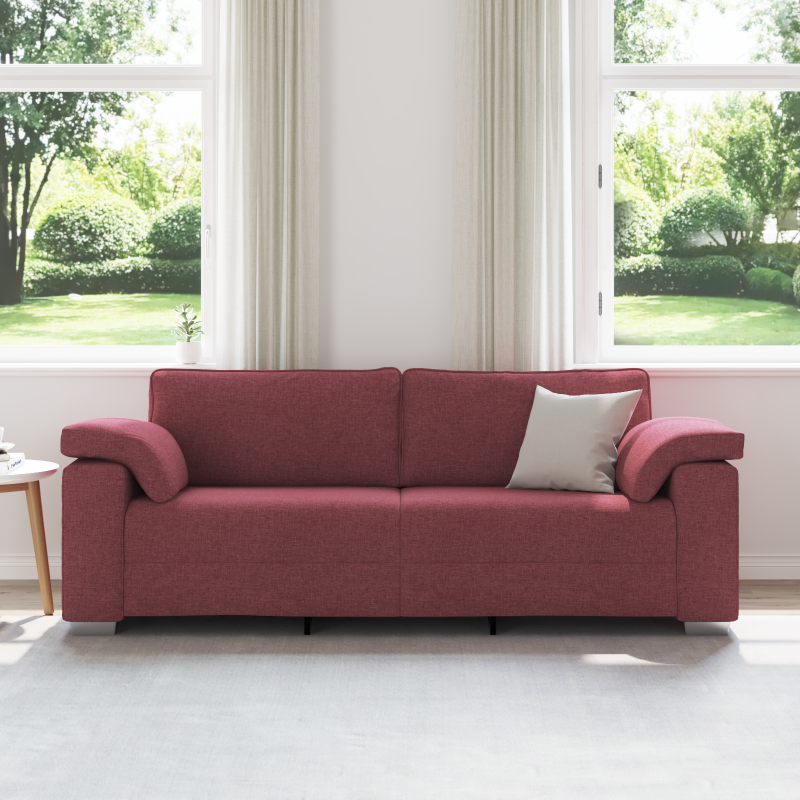3-Sitzer Sofa in Weinrot, 178 cm, aus Stoff