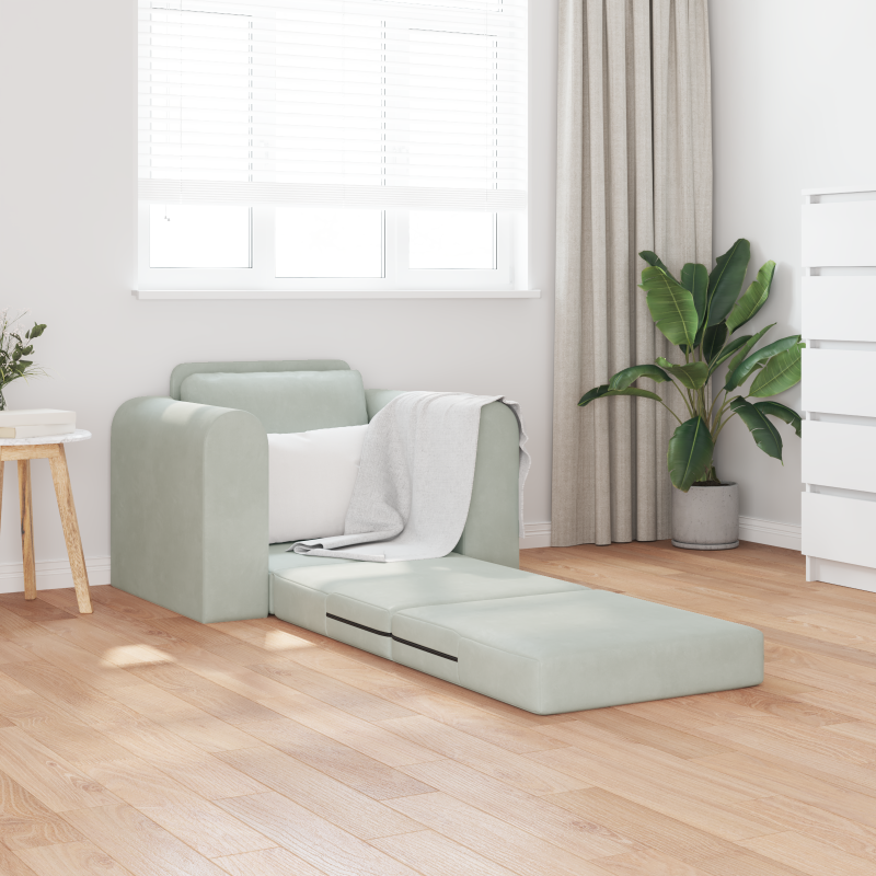 Fußsofabett 2-in-1 hellgrau 98x71x83 cm Samt