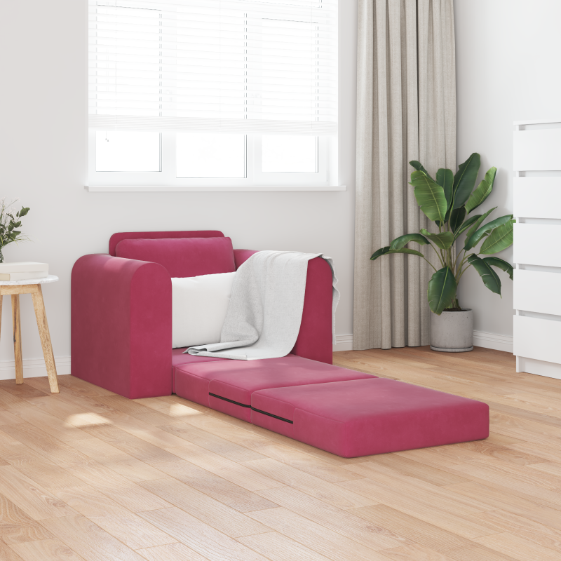 Boden-Sofa-Bett 2-in-1 Weinrot 98x71x83 cm Samt