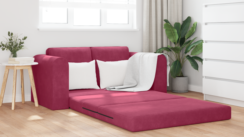 Boden-Sofa-Bett 2-in-1 Burgunderrot 148x71x83 cm Samt