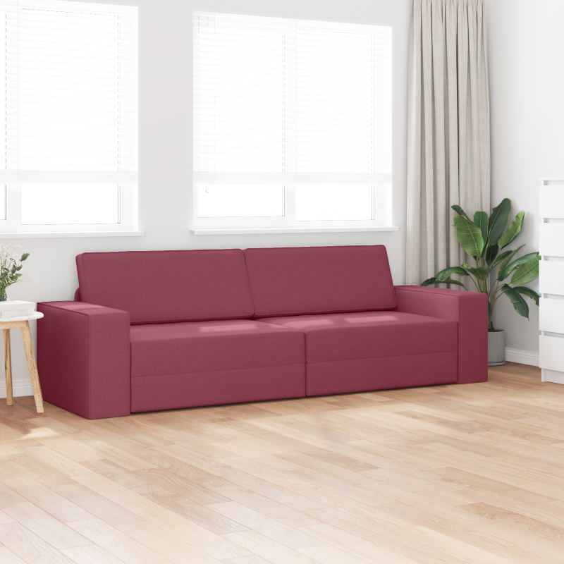 Futon-Sofa-Bett 2-in-1 Burgunderrot 245x150x60.5 cm Stoff