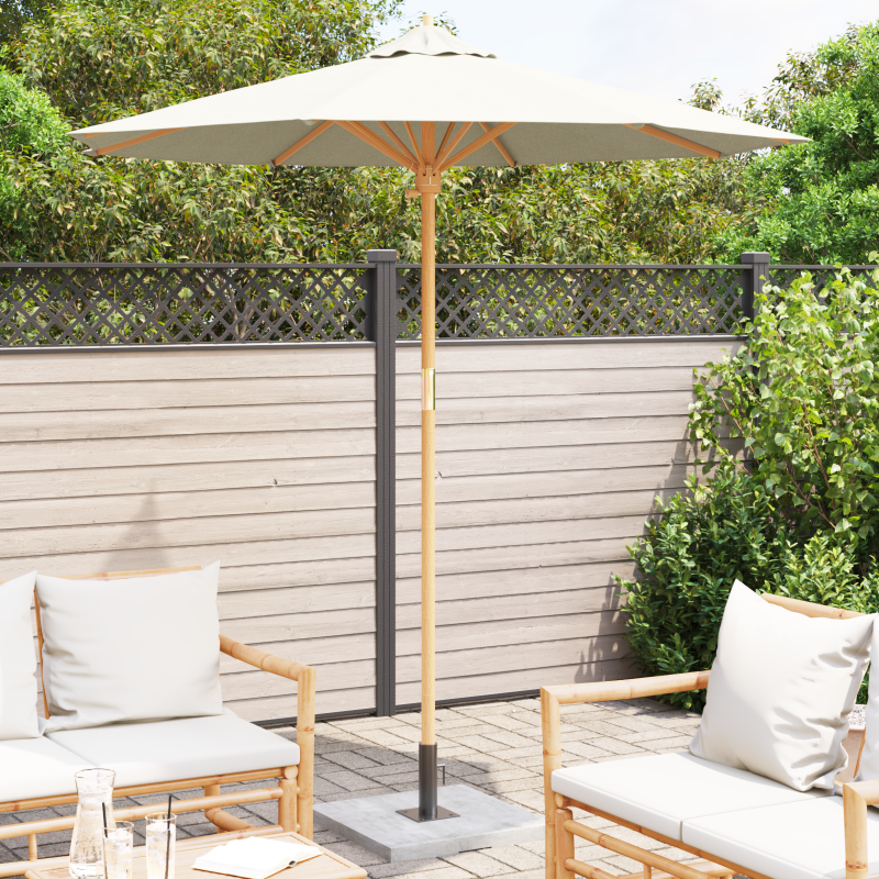 Garten-Schirm Creme Weiß 217x230 cm Bambus