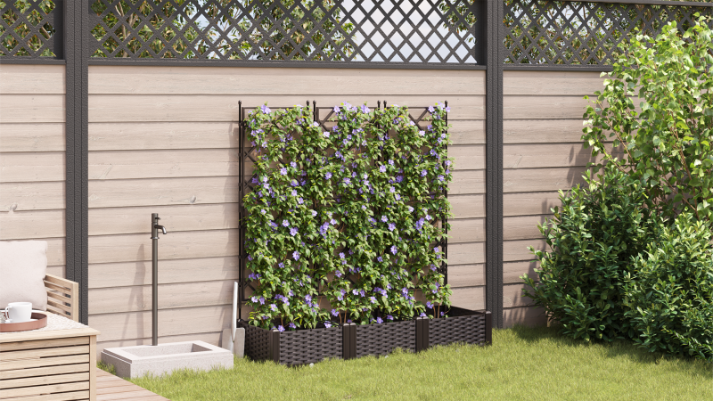 Gartenpflanzer mit Spalier 3 Stück Braun 120x40x125.5 cm