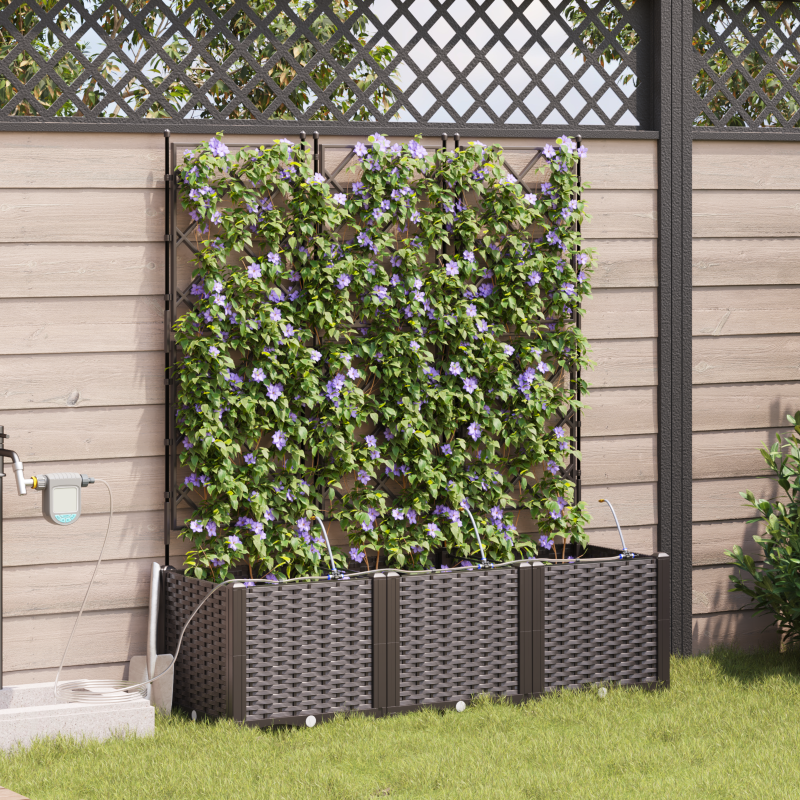 Gartenpflanzgefäße mit Bewässerungssystem 3 Stück Braun