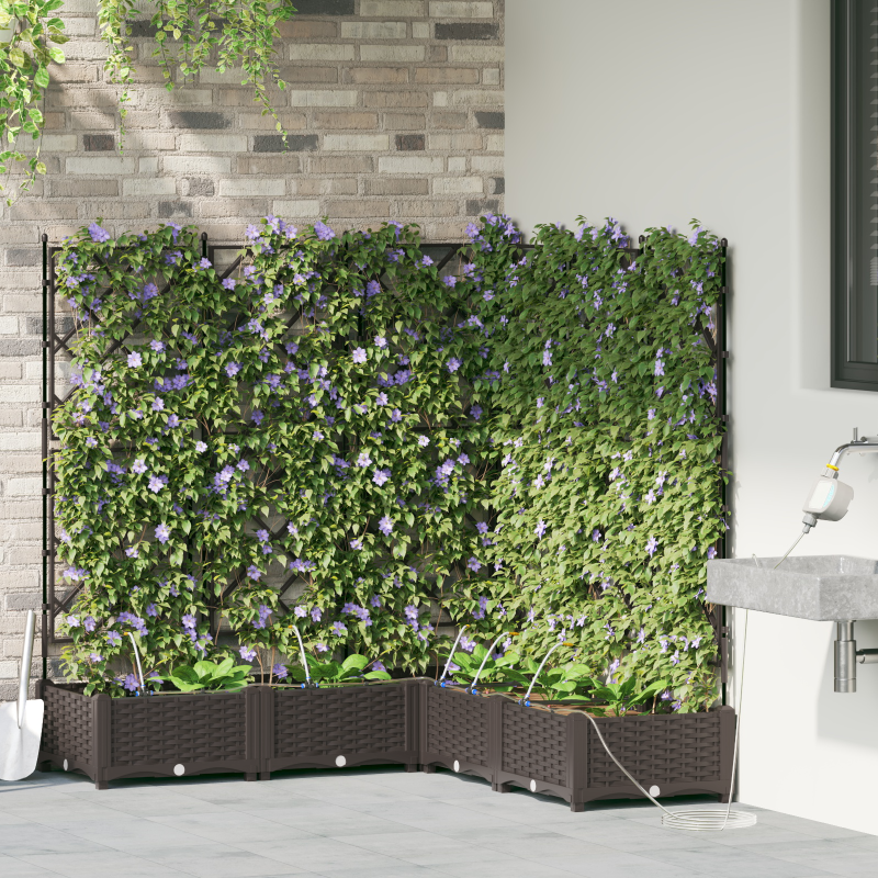 Gartenpflanzkästen mit Bewässerungssystem 5 Stück Braun