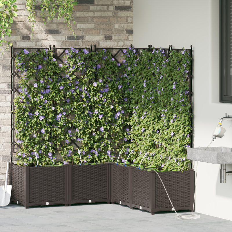 Gartenpflanzgefäße mit Bewässerungssystem 5 Stück Braun