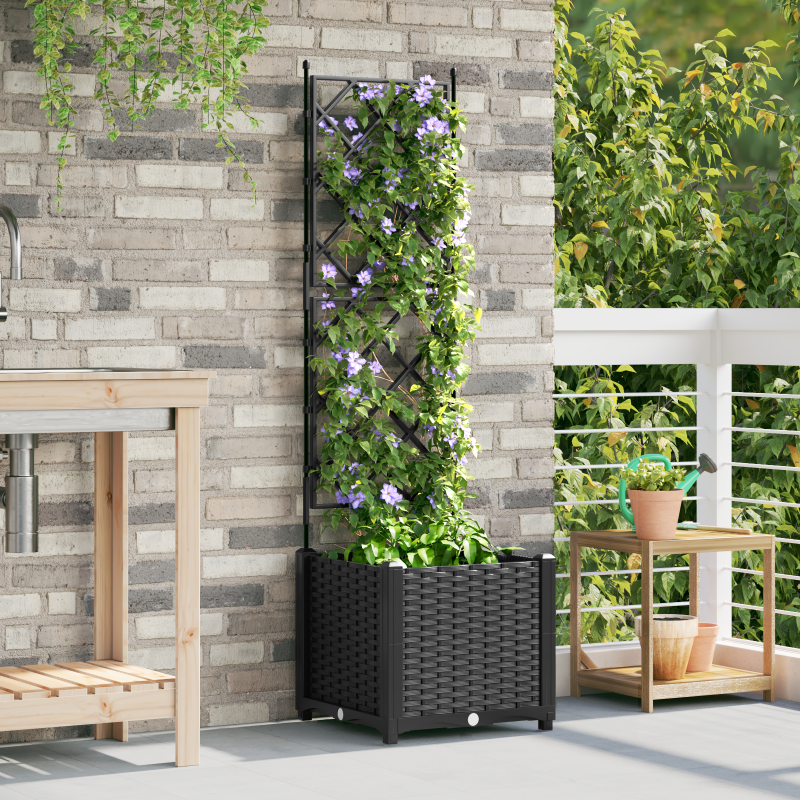 Gartenpflanzer mit Gitter Schwarz 40x40x143 cm