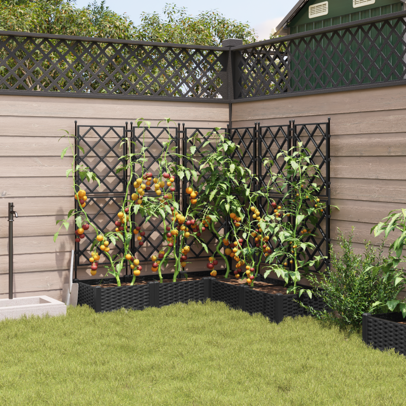 Gartenblumenkasten mit Gitter 5 Stück Schwarz 120x120x125,5 cm
