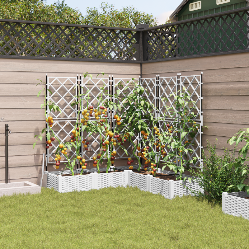 Gartenpflanzgefäß mit Spalier 5 Stück Weiß 120x120x125,5 cm