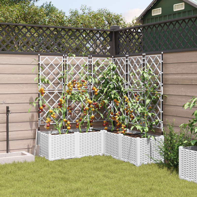 Gartenpflanzer mit Spalier 5 Stück Weiß 120x120x143 cm
