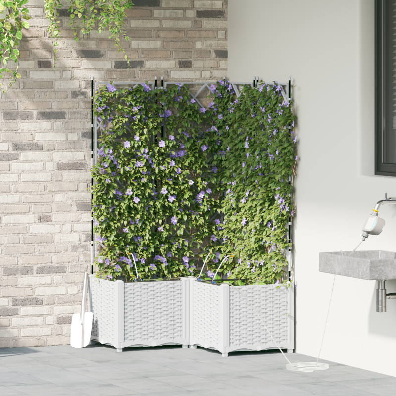 Gartenpflanzenkübel mit Bewässerungssystem 3 Stk Weiß