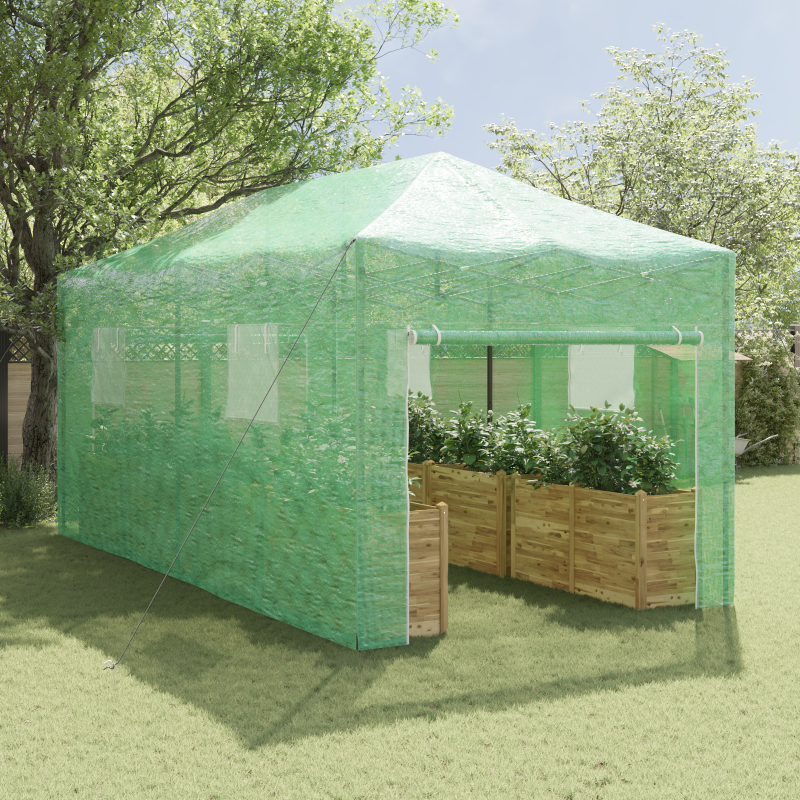 Gehege-Gewächshaus mit Pop-up-Rahmen Grün 580x290x315 cm Stahl