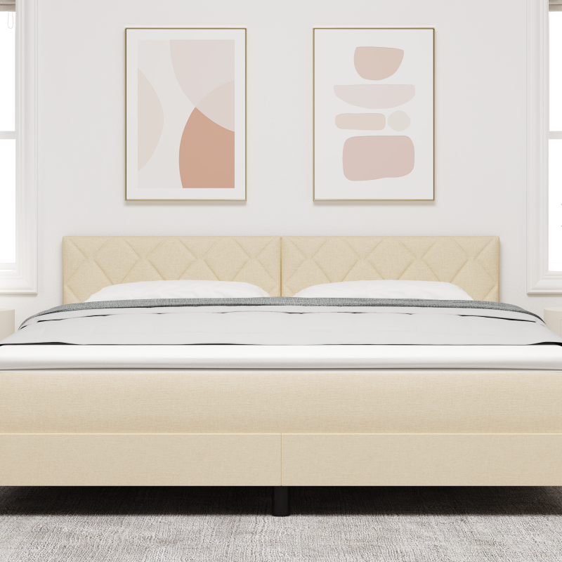 Boxspringbett mit Matratze und Bank Hellgrau 200x200 cm Stoff