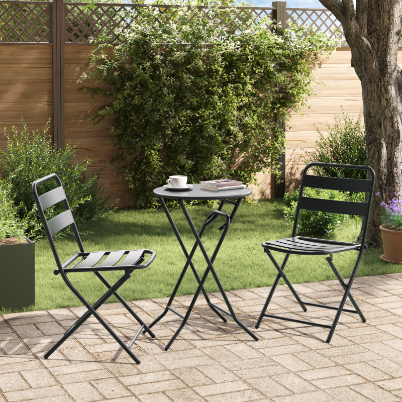 3-teiliges faltbares Bistro Set Anthrazit Stahl