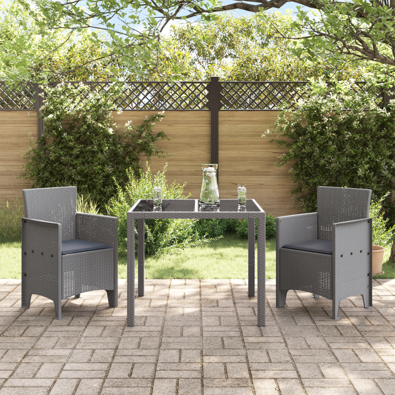 Gartenstühle mit Kissen 2 Stück Hellgrau Poly-Rattan