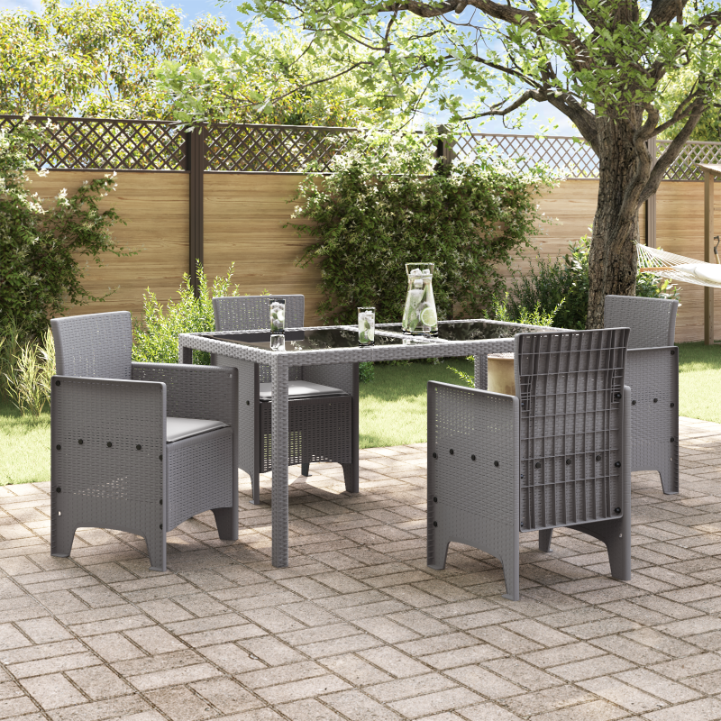Gartenstühle mit Kissen 4 Stück Hellgrau Poly-Rattan