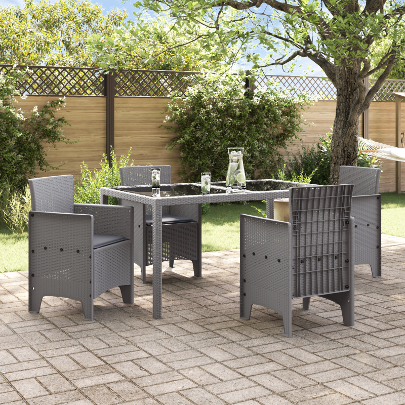 Gartenstühle mit Kissen 4 Stück Hellgrau Poly-Rattan