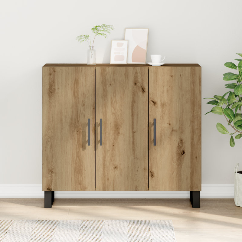 Sideboard mit 3 Türen Artisan Eiche 90x34x80 cm Holzwerkstoff