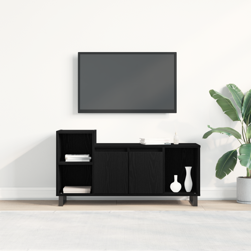 TV-Bank Schwarz Eiche 100x35x55 cm Werkstoff