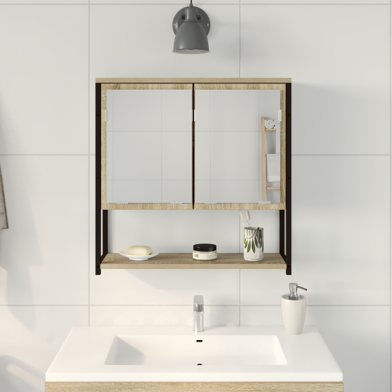 Badspiegelschrank Sonoma Eiche 60x16x60 cm aus Holzwerkstoff