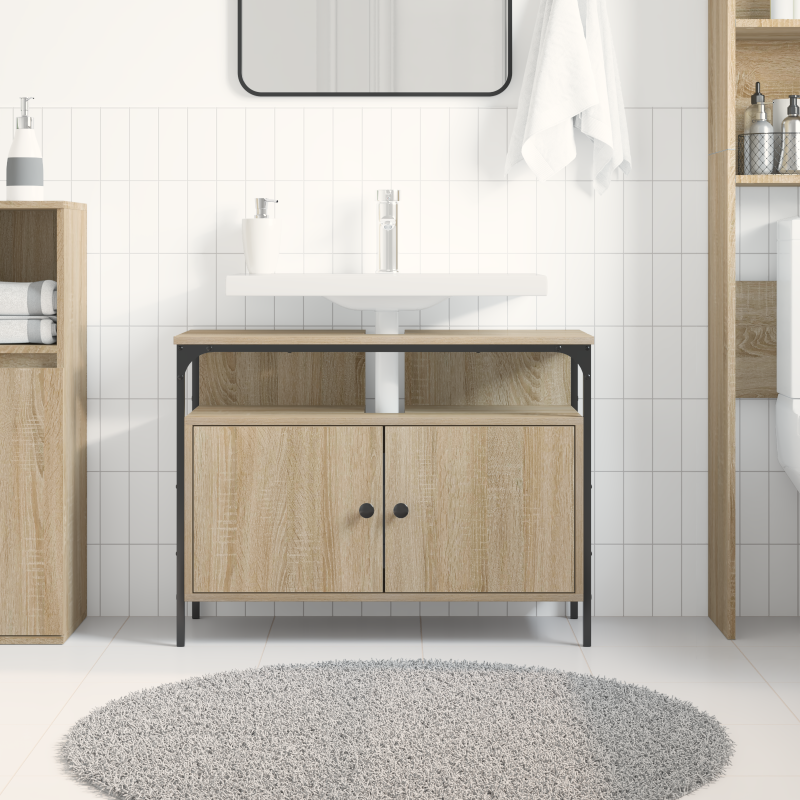 Waschbeckenunterschrank Sonoma Eiche 80x30x60 cm Spanplatte