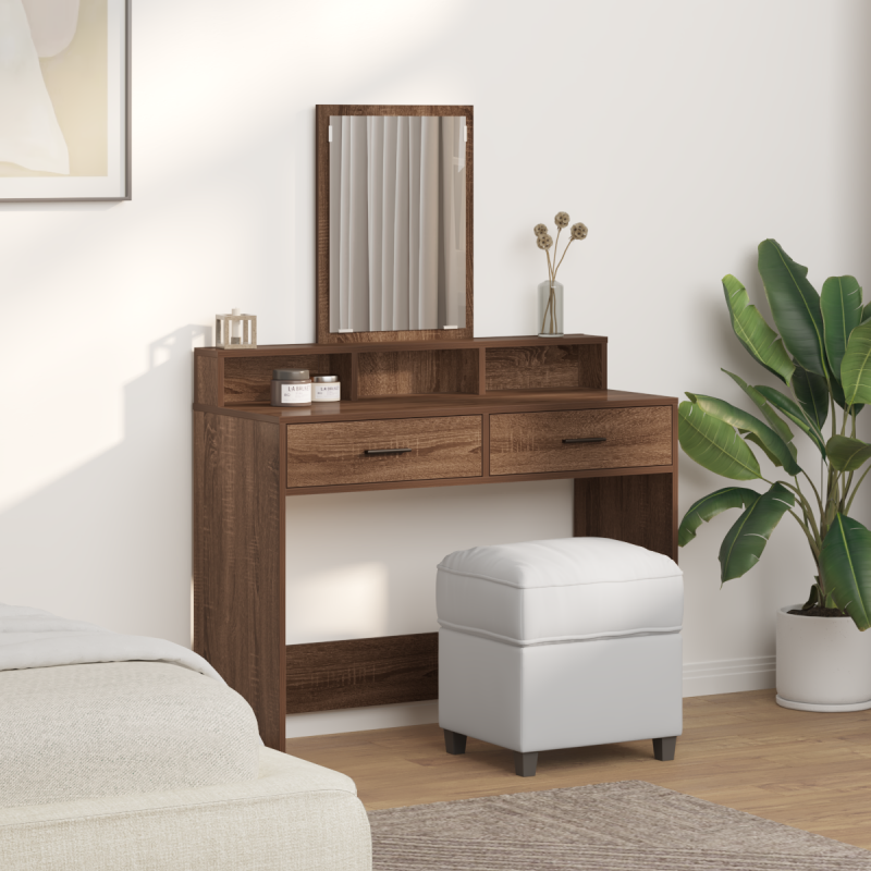 Schminktisch mit Schubladen Braun Eiche 100x41x140 cm
