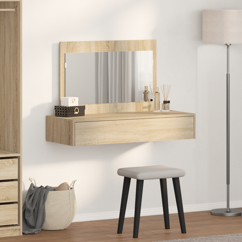 Wandhängender Schminktisch Sonoma Eiche 100x40x70 cm
