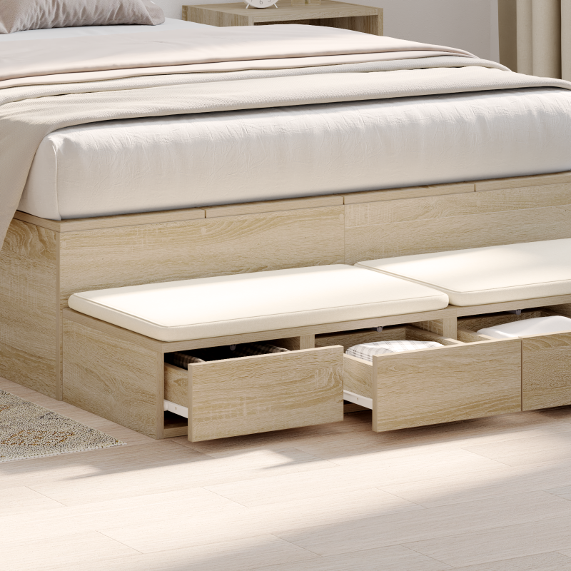 Bett Schubladen Sonoma Eiche 120x36.5x16.5 cm Holzwerkstoff