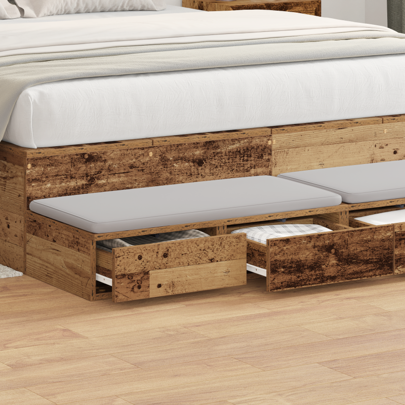 Bettschubladen aus Altholz 160x36,5x16,5 cm aus Holzwerkstoff