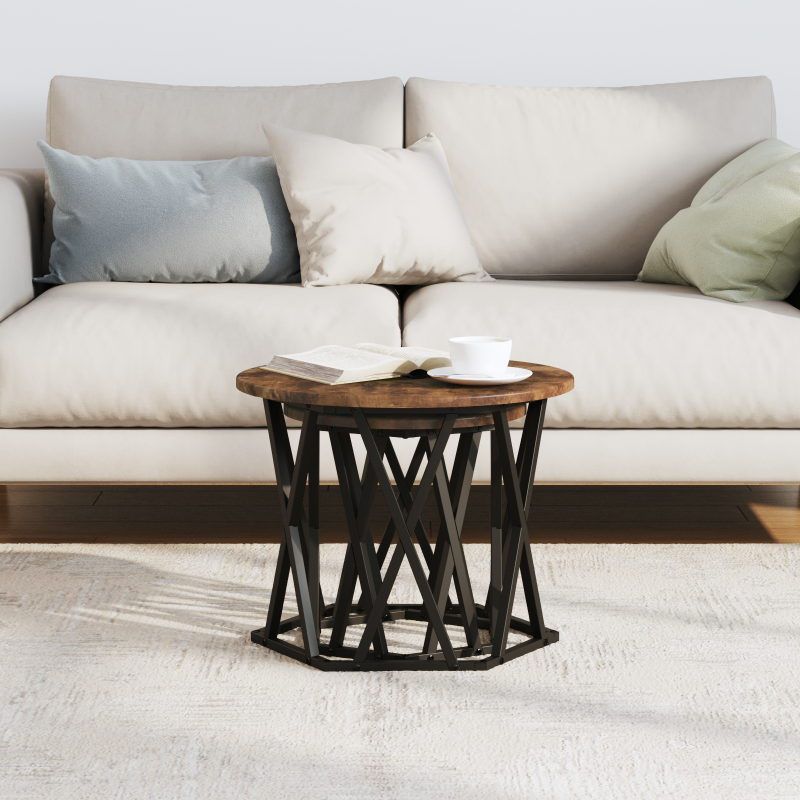 Nesting Beistelltische 2er Set aus rauchigem Eichenfurnier