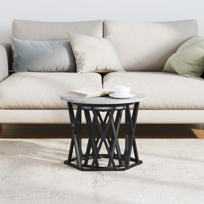 Nesting Beistelltische 2er Set Grau Sonoma Ingenieurholz